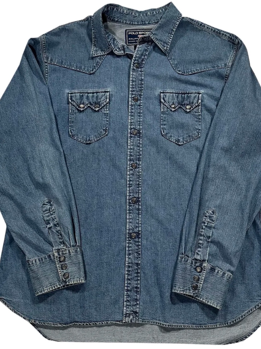 Vintage Polo Sport Ralph Denim Western Shirt (Size XXL)